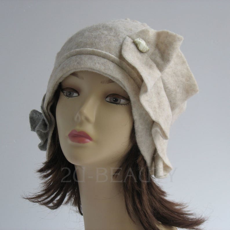 Designer Hat Felted Hat Cloche hat Felted Hat Art Hat Art BEAUTY wearable art Hat White hats Felt Retro hat handmade wearable art clothing