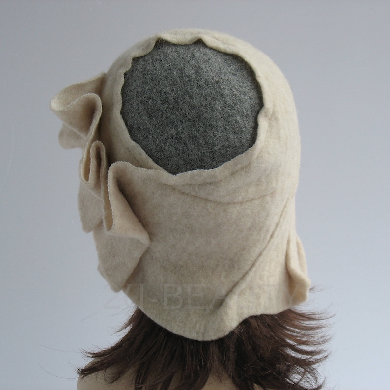 Designer Hat Felted Hat Cloche hat Felted Hat Art Hat Art BEAUTY wearable art Hat White hats Felt Retro hat handmade wearable art clothing