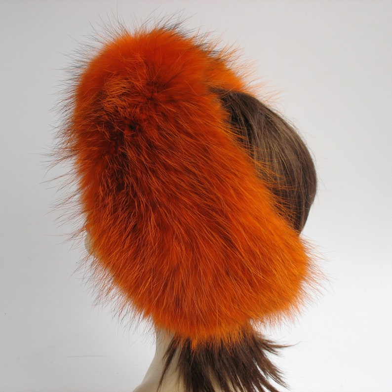 Orange Headband Wide Headband Real Fur Headband Womens Boho Etsy