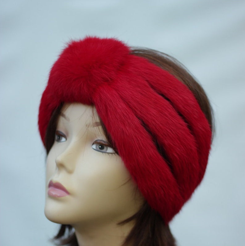 Winter womens Red Headband Fur Headband Christmas Gift for Etsy