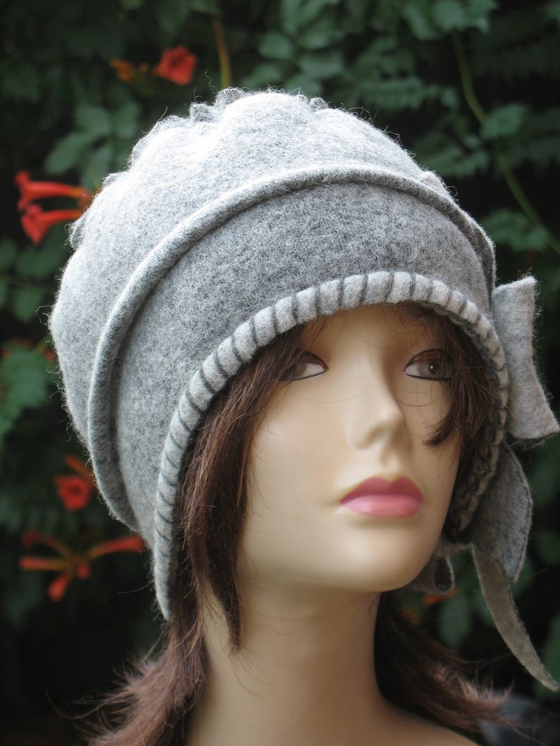 Cloche hat chunky womens Gray ladies winter beanies handmade | Etsy