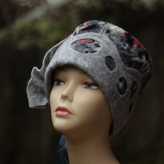 Gray Felted Hat Womans Gray Hat Womens Winter Hats Hand felted Etsy