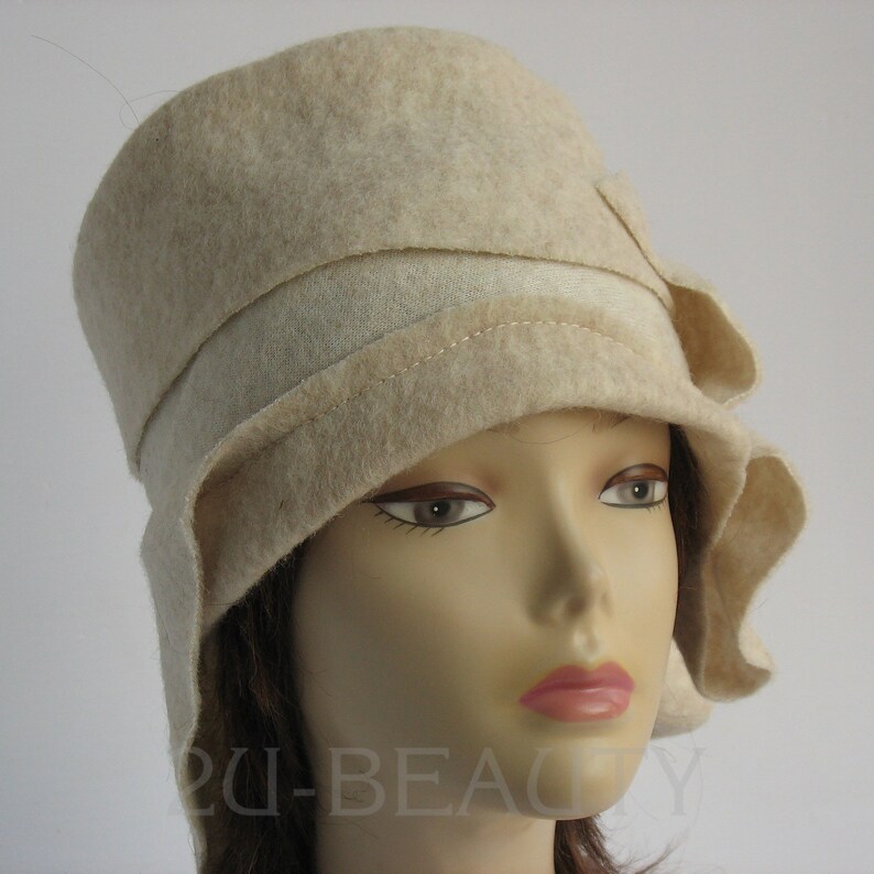 Womens White Hats Felt Women Beanie Great Gatsby Hat 1920s Hat Etsy
