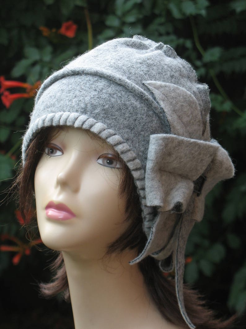 Cloche hat chunky womens Gray ladies winter beanies handmade | Etsy