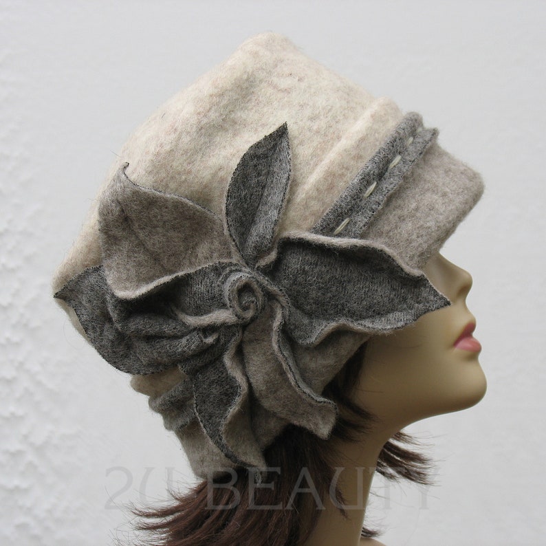 Wool Hat Women Winter Hat for Women Gray Felt Wool hat Felted Winter Hats Beret Beanie Winter Wool Hat ladies Felt Hats Felt Wool Hat Lady.