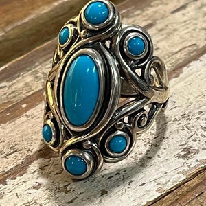 Vintage Carolyn Pollack Sterling Silver and Turquoise Ring size 7