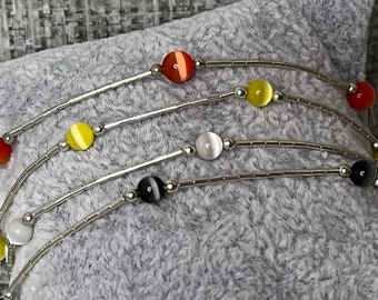 Sterling Silver & Cats Eye Bead Bracelet (choice of 1)