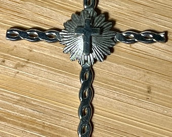 Vintage STAR ART Sterling Silver Fancy Cross Pendant in Like New Condition