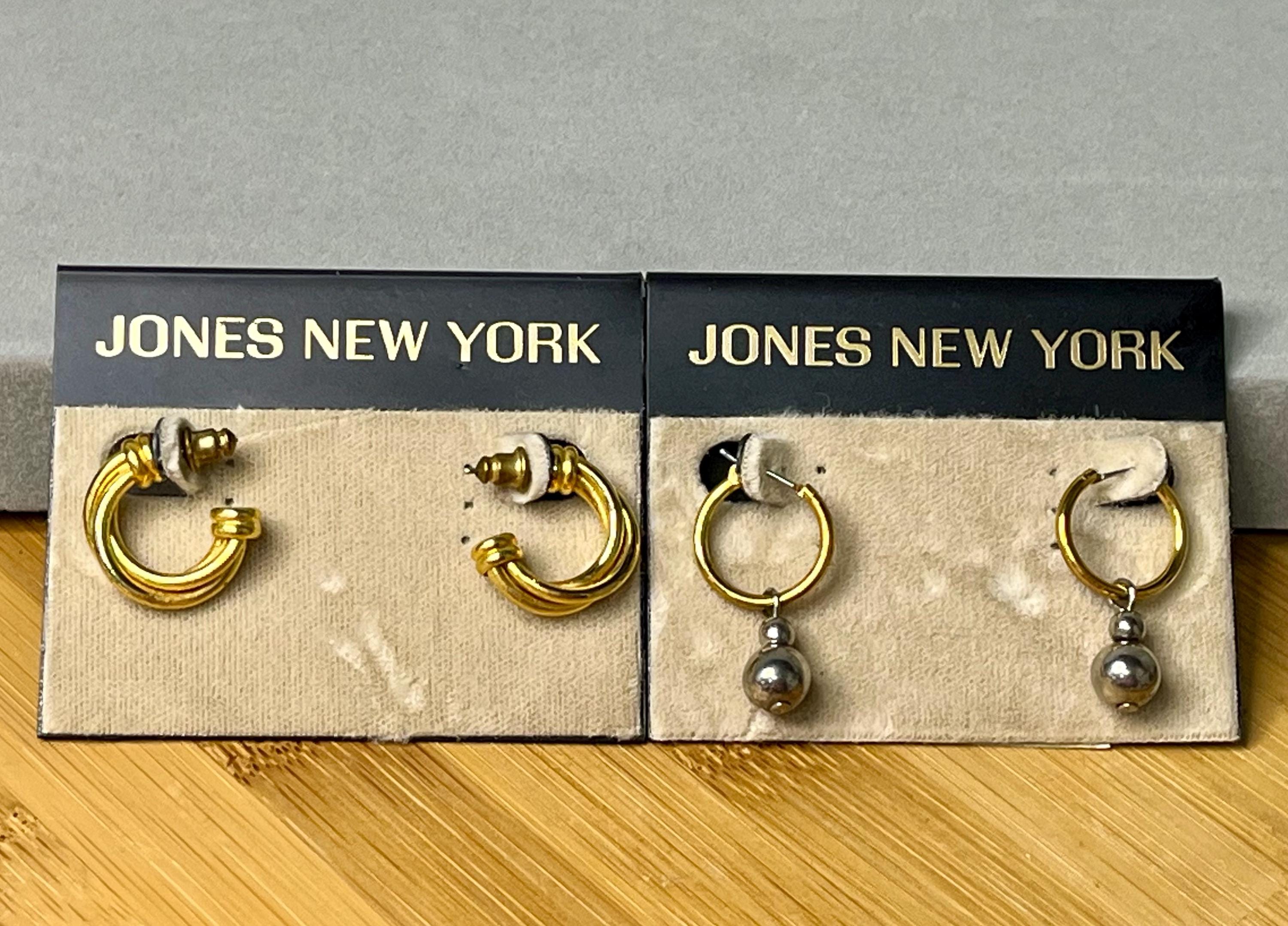 Vintage Jones New York Earrings: Pair of Gold Tone Hoops, 90s