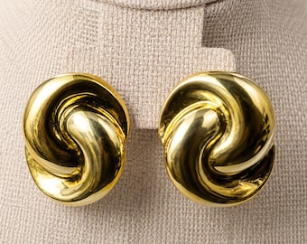 1980’s Designer Style Goldtone Large Knot Clip-on earrings in Great Used Condition.