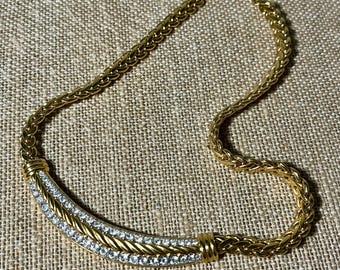 Rare Authentic Swarovski Crystal Gold Plated Choker Necklace.   16” long w/2” extender