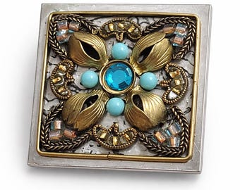 Vintage Alaya Bar Brooch, Multi-Media Designer Pin