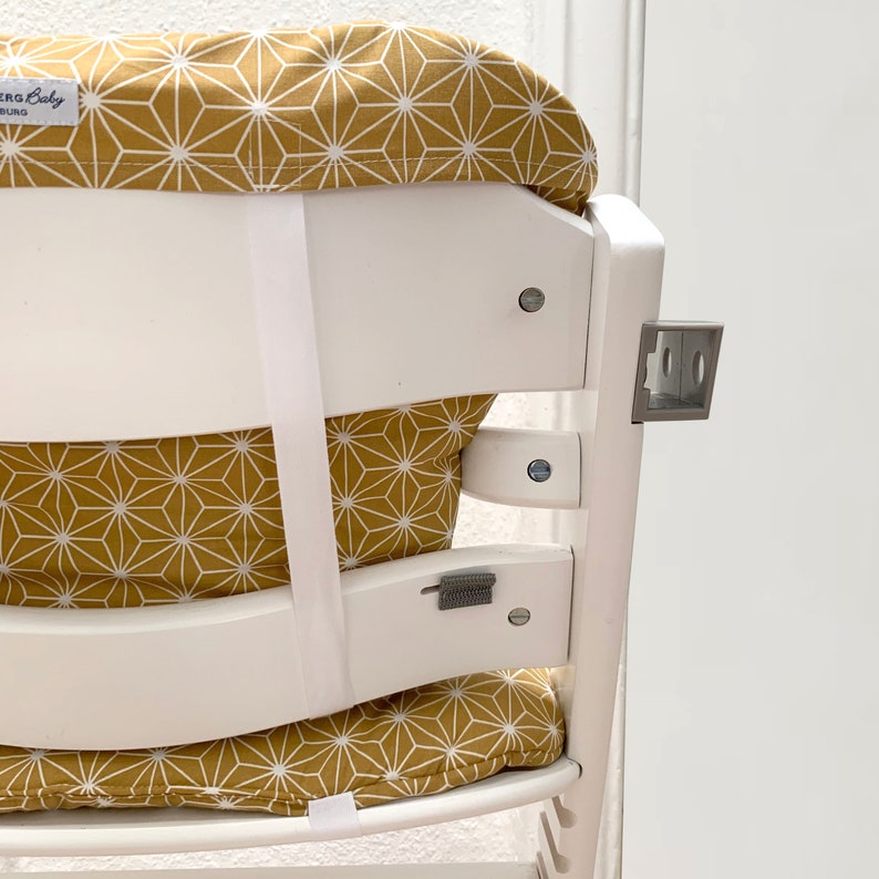 Timba Cushion Set COATED for Safety 1st highchair Happy Star Mustard Yellow easy to wipe clean image 3