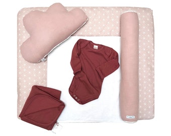 Matelas à langer lavable 70 x 85 cm bébé Happy Star Rose Blush avec coussinets interchangeables - diverses options