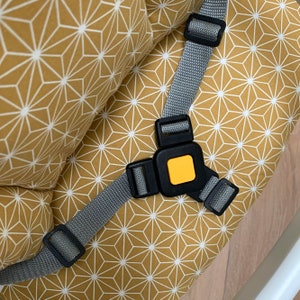 Timba Cushion Set COATED for Safety 1st highchair Happy Star Mustard Yellow easy to wipe clean image 4