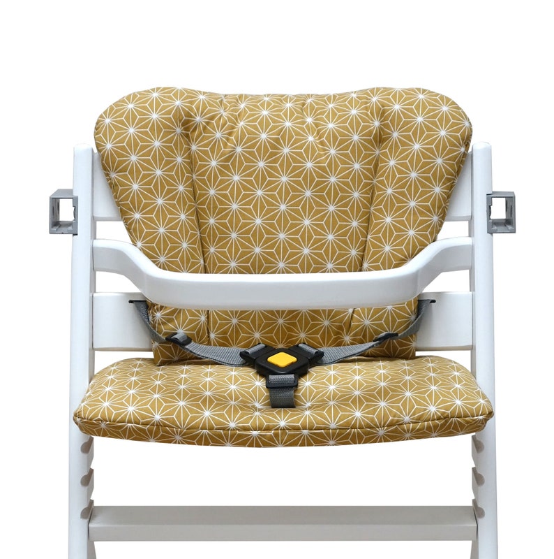 Timba Cushion Set COATED for Safety 1st highchair Happy Star Mustard Yellow easy to wipe clean image 2