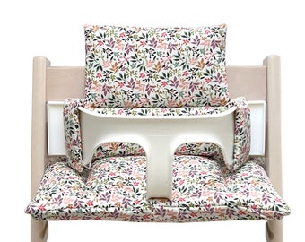 WIPE-CLEAN Cushion Set compatible with / only fits on the Tripp Trapp high chair by Stokke - Flower colorful COATED