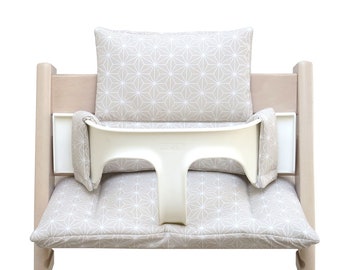Cushion Set WASHABLE compatible with / only fits on the Tripp Trapp high chair by Stokke Happy Star Beige