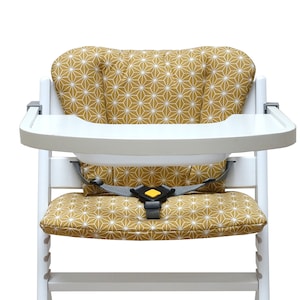 Timba Cushion Set COATED for Safety 1st highchair Happy Star Mustard Yellow easy to wipe clean image 1