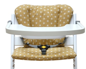 Timba Cushion Set COATED for Safety 1st highchair Happy Star Mustard Yellow easy to wipe clean