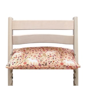 Seat cushion WASHABLE compatible with / only fits Tripp Trapp high chair by Stokke Unicorn Apricot Pink - Oeko-Tex certified materials
