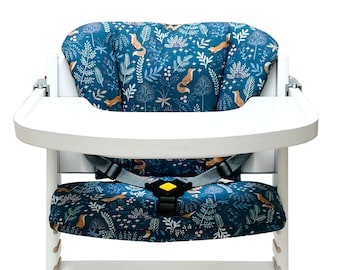 Timba シートクッションセット Bebeconfort ハイチェア用 森の動物たち フォックス ブルー