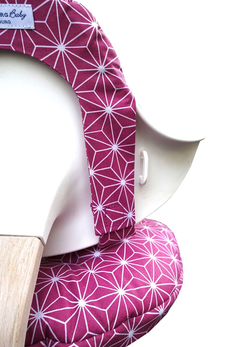 Coated Cushion Set for Nomi High chair in Happy Star Cranberry Red image 4