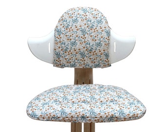 COATED Cushion Set for Nomi High chair in Flower Meadow Blue Beige