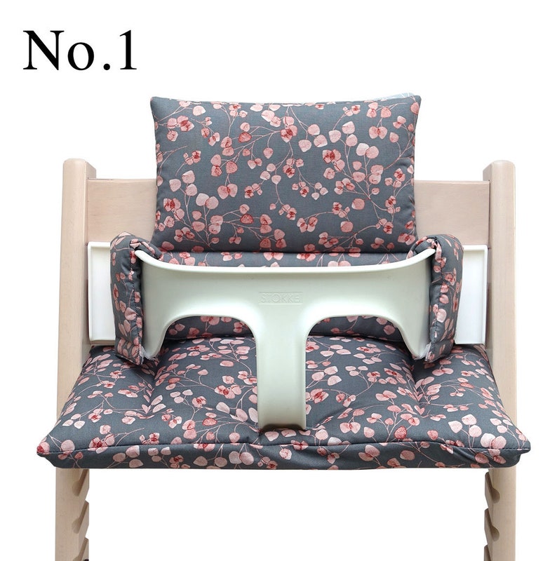 Tripp Trapp Sitzkissen alle Materialien OEKO-TEX Standard 100 zertifiziert No.1 Rosa Blätter