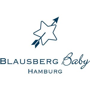 May include: A navy blue logo featuring a star pierced by an arrow, above the words "BLAUSBERG Baby HAMBURG" in a combination of sans-serif and script fonts. The logo is on a white background.