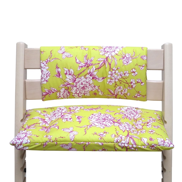 LAVABLE Tripp Trapp Coussin De Siège Ensemble Junior Fleurs De Cerisier Fleurs Jaune