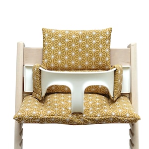 WIPE-CLEAN Cushion Set compatible with / only fits on the Tripp Trapp high chair by Stokke - Mustard Yellow COATED