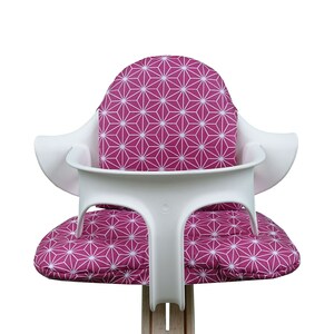 Coated Cushion Set for Nomi High chair in Happy Star Cranberry Red image 2