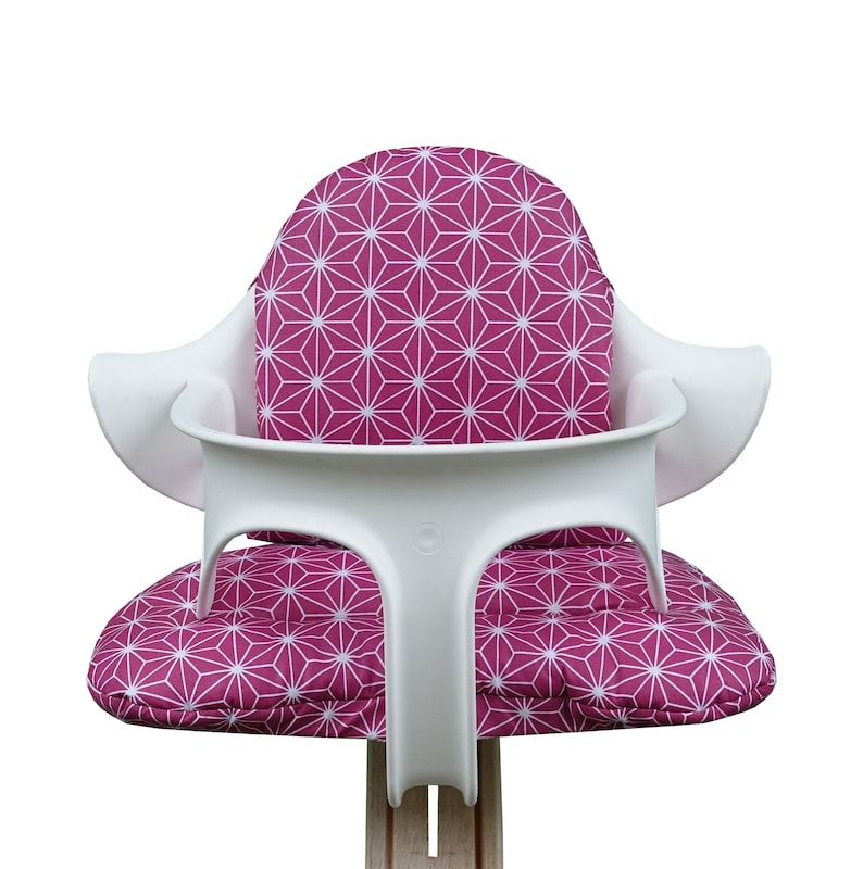 Coated Cushion Set for Nomi High chair in Happy Star Cranberry Red image 2