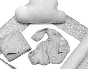 Changing mat washable 70 x 85 cm Baby in Happy Star Grey with changing pads - various options