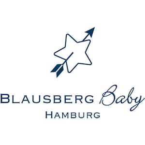 May include: A blue logo with a star and arrow pointing upwards. The text "Blausberg Baby Hamburg" is below the star.