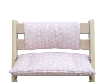 Cushion Set Junior COATED WASHABLE Happy Star Pink compatible with Tripp Trapp high chair