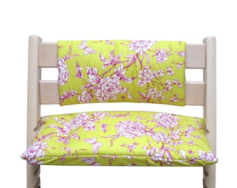 Cushion Set Junior COATED WASHABLE Blossom Yellow Pink compatible with Tripp Trapp high chair