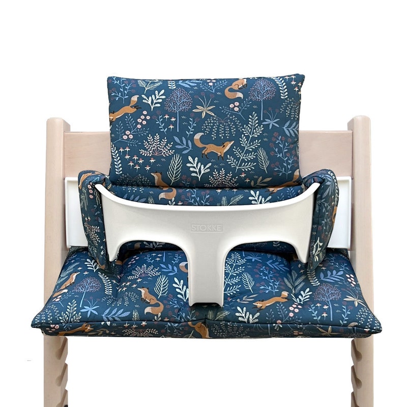 Ensemble de coussins de siège compatible avec/s'adapte uniquement à la chaise haute Tripp Trapp de Stokke Fuchs Bleu image 1