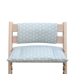 Wipe-clean Cushion Set Junior compatible with Tripp Trapp high chair of Stokke - Happy Star Sage Green Eucalyptus