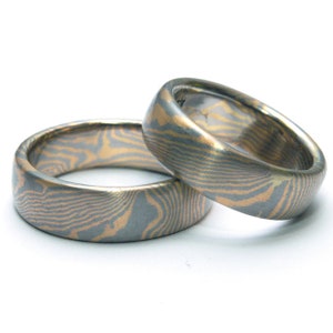 Mokume Gane Trauringe Gelbgold / Palladium Bild 2