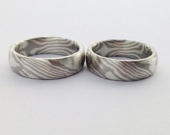 Mokume Gane Trauringe aus Palladium / Silber