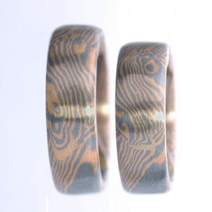 Mokume Gane Trauringe Gelbgold / Palladium Bild 1