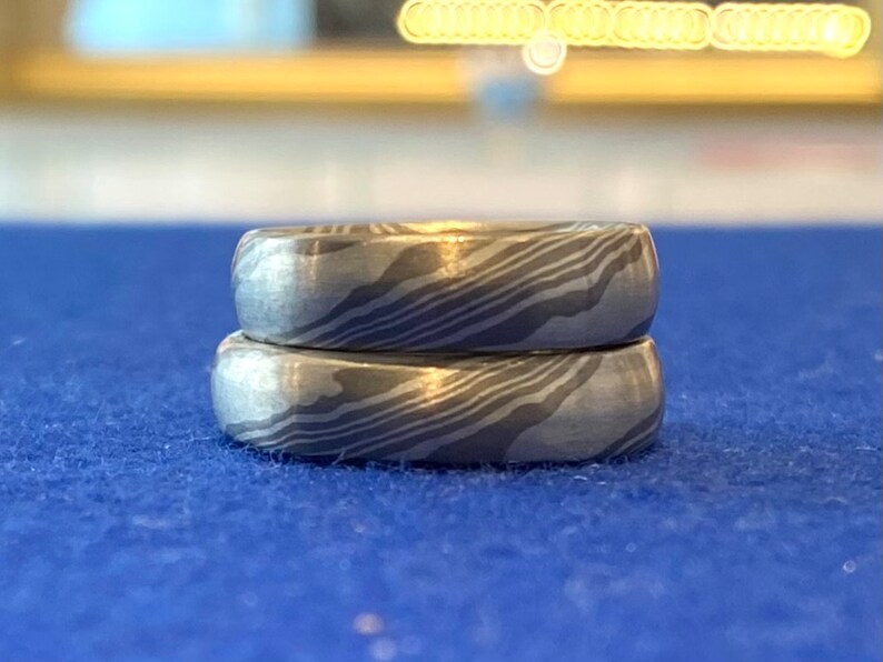 Mokume Gane Trauringe aus Palladium / Silber Bild 2