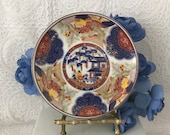 Imari plate multi color vintage kitchenware fine porcelain floral pattern