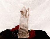 Antique crystal decanter, water coffee pitcher jug 19c British lead crystal claret silver mount spout 1880 39 s