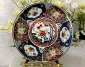 Imari plate multi color vintage kitchenware fine porcelain floral pattern