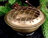 Asian censer bowl screened lid brass screen 1930 39 s