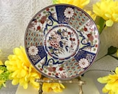 Imari plate multi color vintage kitchenware fine porcelain floral pattern