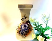 Chinese ceramic vase blue hue porcelain blue rose floral vase square tapered neck 1940 39 s